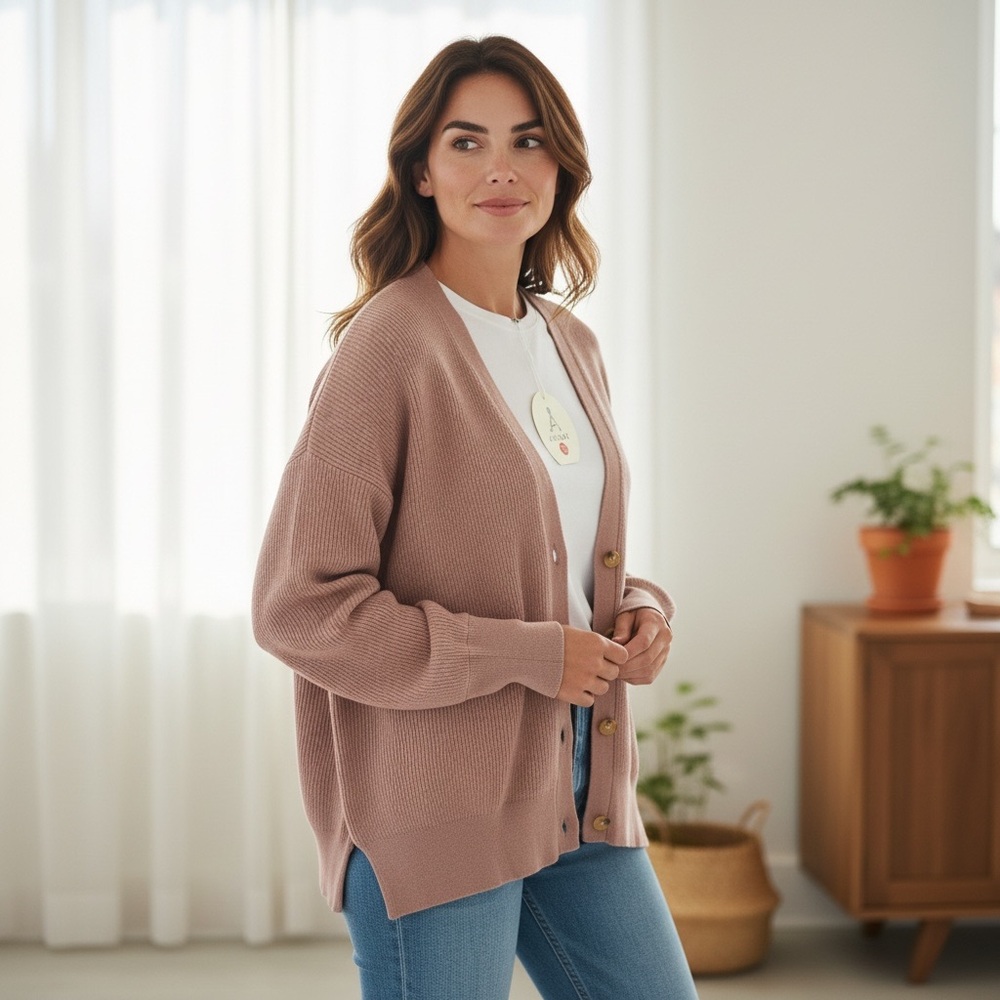 Chic Tan/Brown Cardigan Sweater‎